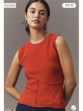 Anthropologie Maeve Sleeveless Ribbed Cherry Bomb Sweater